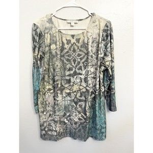 Coldwater Creek Textured Fabric 3/4 Sleeve Tee Shirt Women's Size 1X USA Made